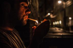 Guy smoking lights