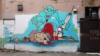 scary graffiti on the wall