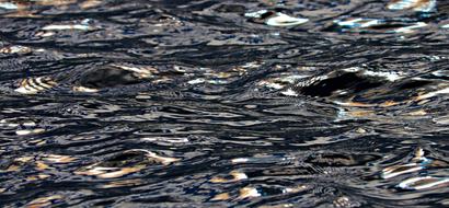 Close-up of the colorful and beautiful lake surface with the reflections and ripple