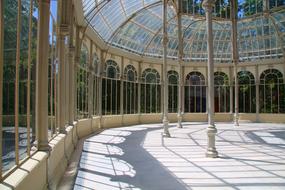 pavilion with Glass roof in park, spain, madrid