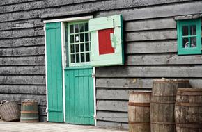 a green door in a beautiful house