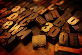 brown letters with numbers