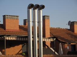 iron pipe at the roof of the house