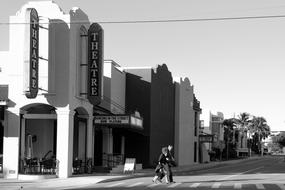 architecture of the theater in Sarasota in black and white background