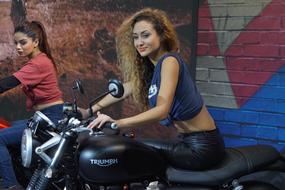 beautiful girls on a motorcycle