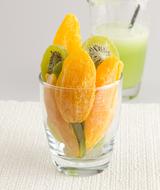 fruit with a glass on the table