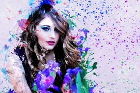 girl with flowers as abstract art