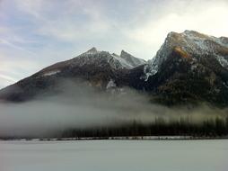 foggy mountainous terrain