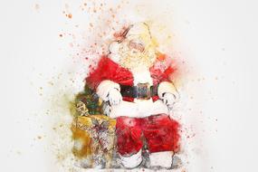 Santa Claus in a colorful chair