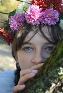 Eyes Hair flowers Girl