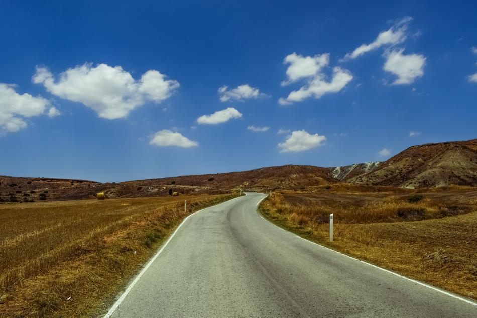 Road Sky Clouds