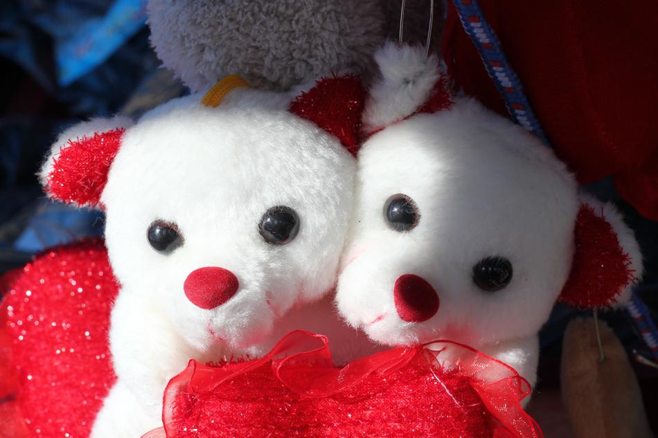 fluffy polar bears with hearts
