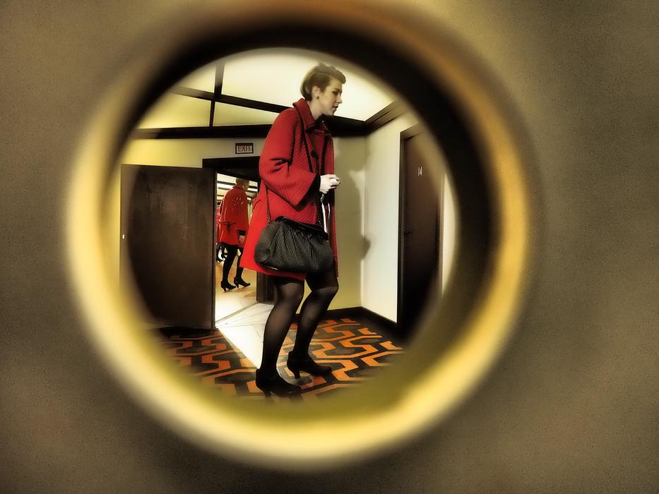 By Looking Peephole Woman