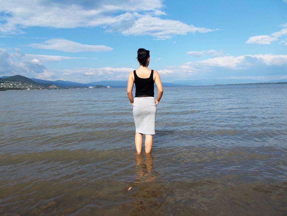 girl sea sky
