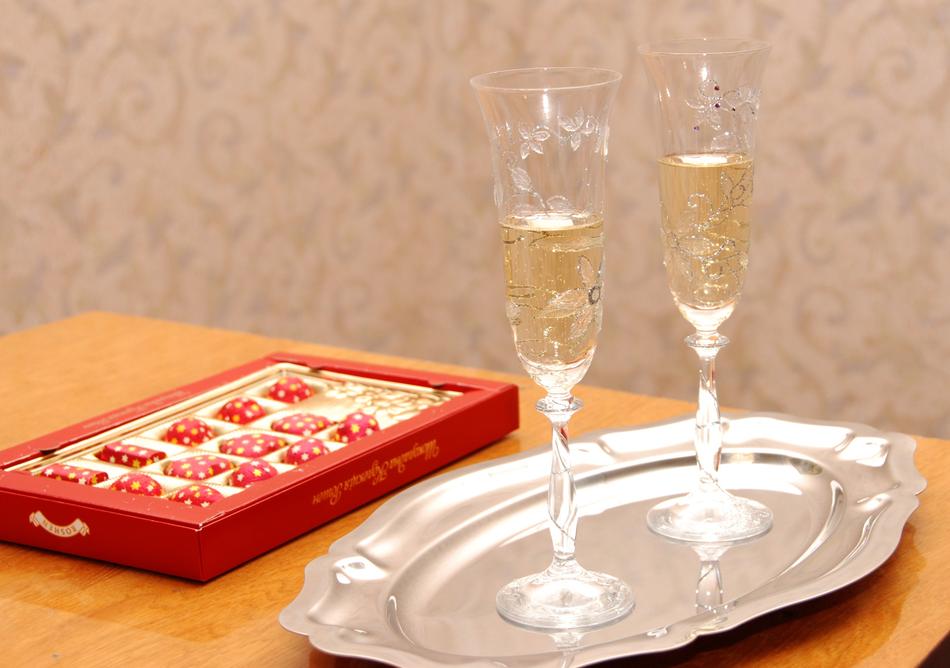 paired champagne glasses
