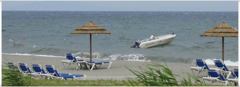 umbrellas beach hurricane boat