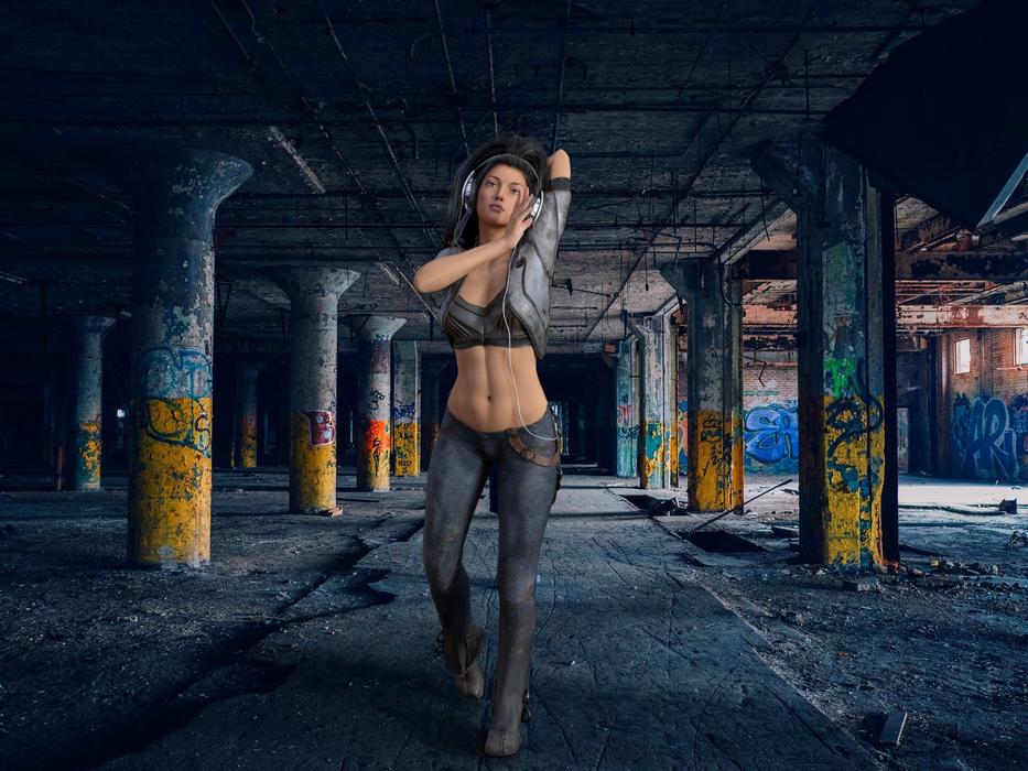 urban woman sexy headphones
