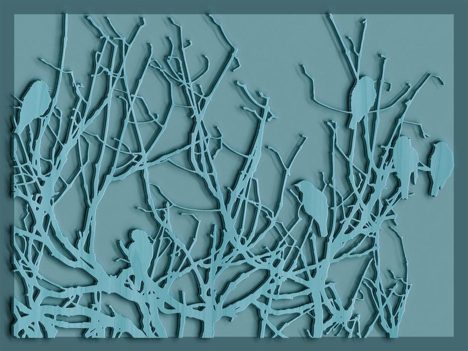 wood carving on blue background