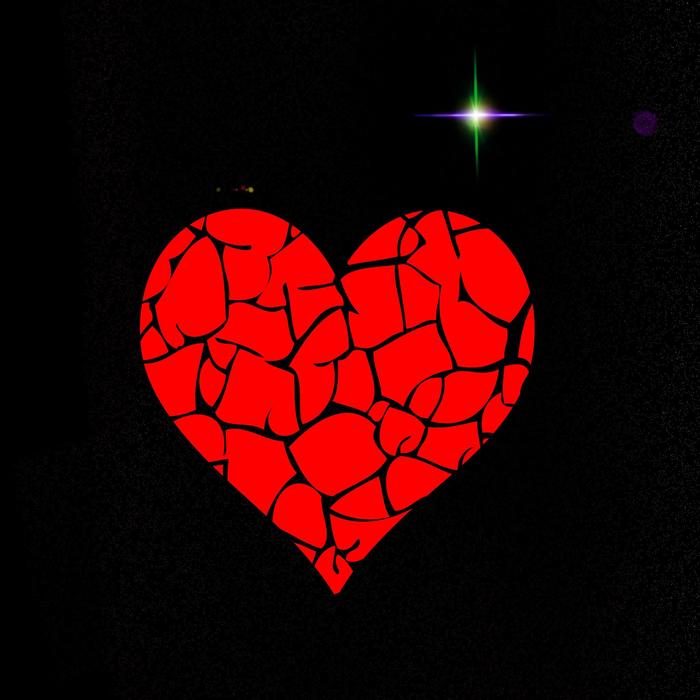 red heart broken black