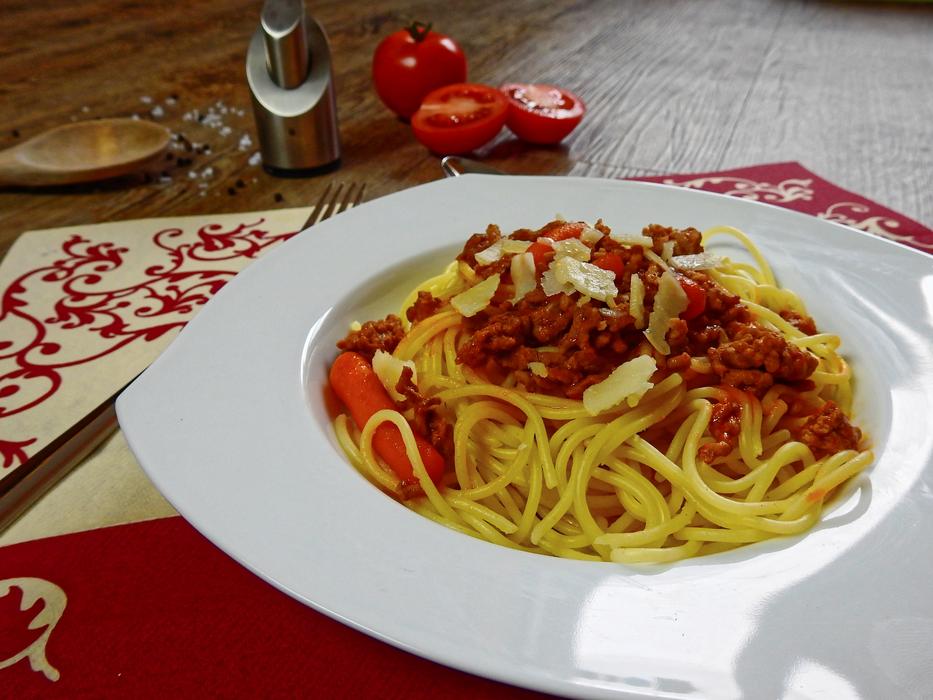 delicious spaghetti with sauce and meat
