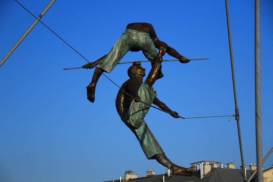 statues on the bridge in krakow