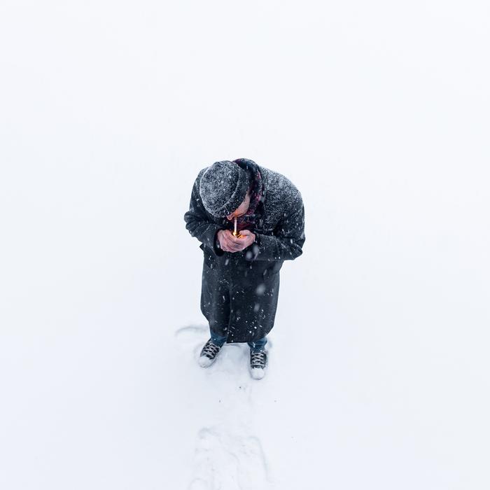 Man Smoking snow