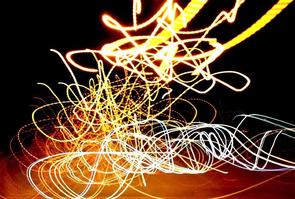 lines of light bright in the night