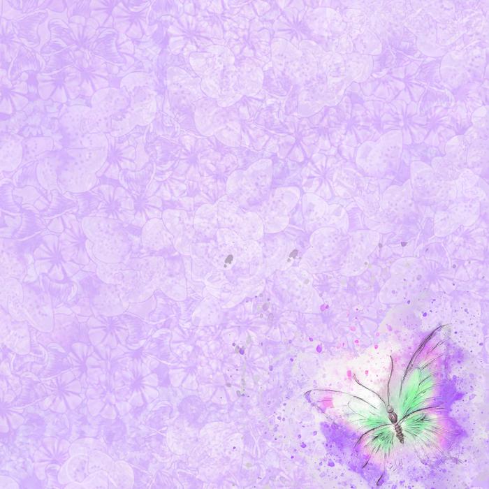 background for scrapbooking, paper with drawn violet butterfly at bottom right