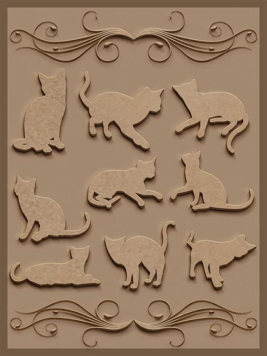 cat wood carved background