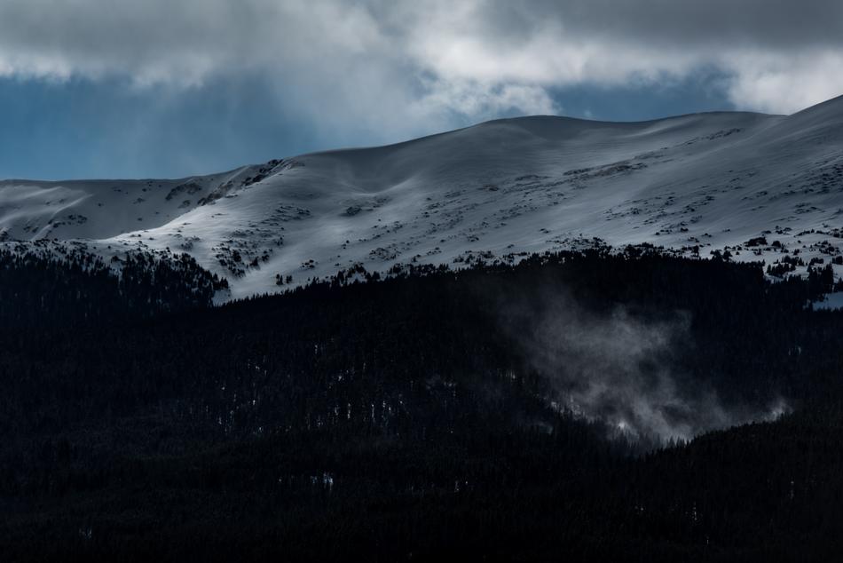 big rocky mountain in the snow