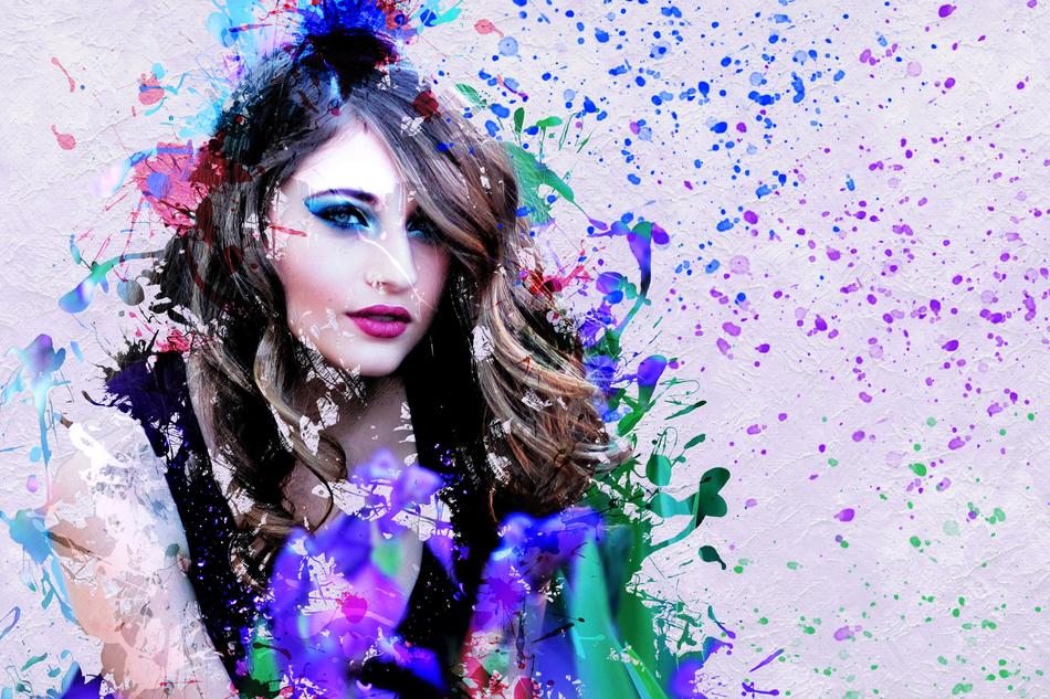 girl with flowers as abstract art