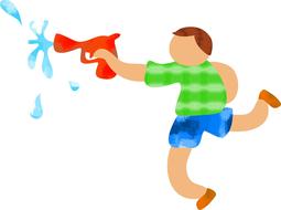 child with water gun drawing