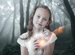 girl fantasy portrait fire