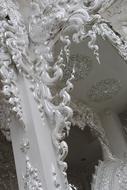 Beautiful, white construction with the beautiful ornament, in the building