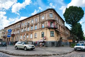 Photo of street and building in Lviv, Ukraine