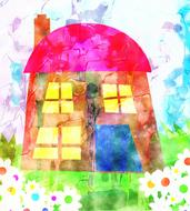 watercolor house drawing