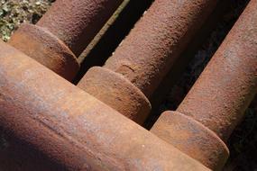 rusty pipes top view