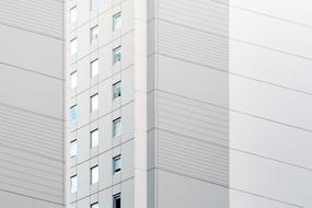 White and grey buildings, with the shiny windows