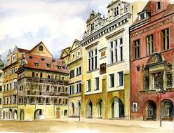 drawing of prague old town
