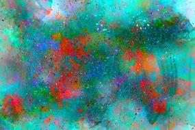 Beautiful and colorful watercolor drawing with the paint splatters