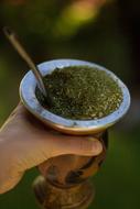 herb crushed on a plate