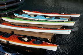 Colorful Kayak boats sport activity