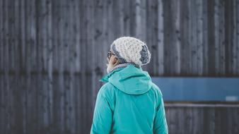 back view of girl in clothing for Cold Weather