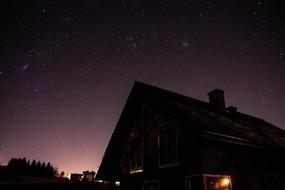 photo of the building on the background of the starry sky