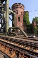 red tower by the tracks