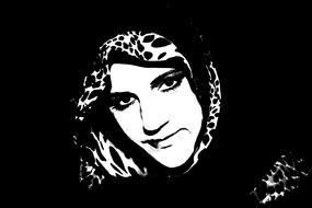 woman eyes black and white face