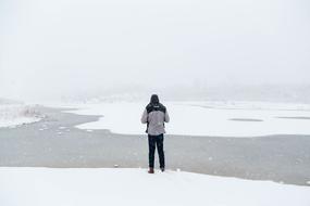 Man Alone winter snow
