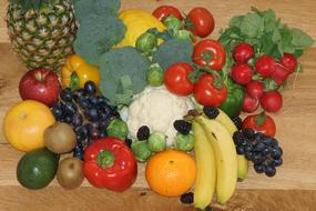 colored fruits and vegetables