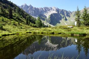 photo of a mirror mountain lake in South Tyrol