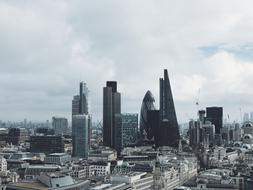 panoramic view of the architecture of a modern city on a cloudy day